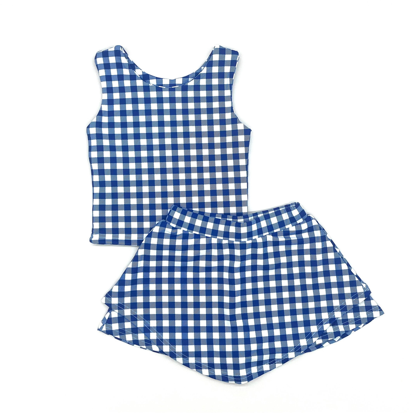 Printed Athletic Skirt Set - Royal Gingham