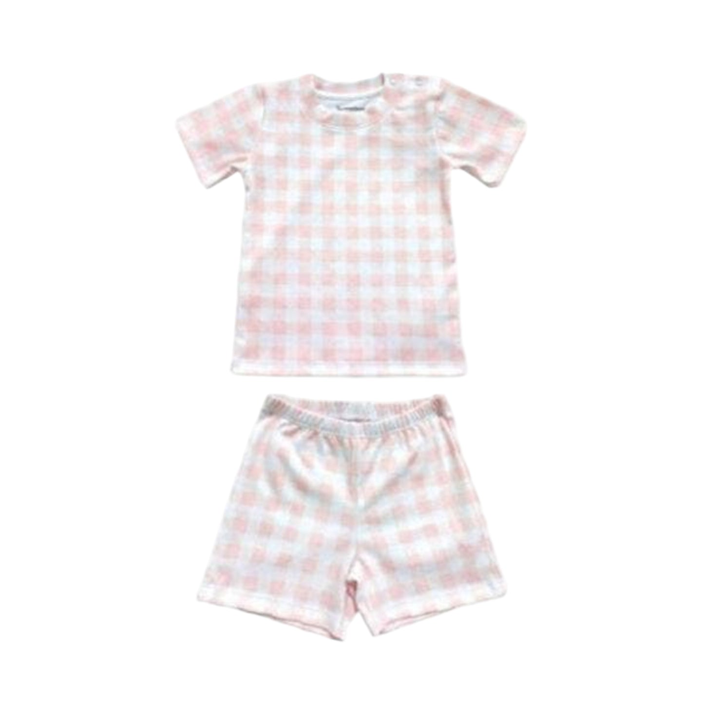 Vichy Pima Short Pajama Set, Pink.