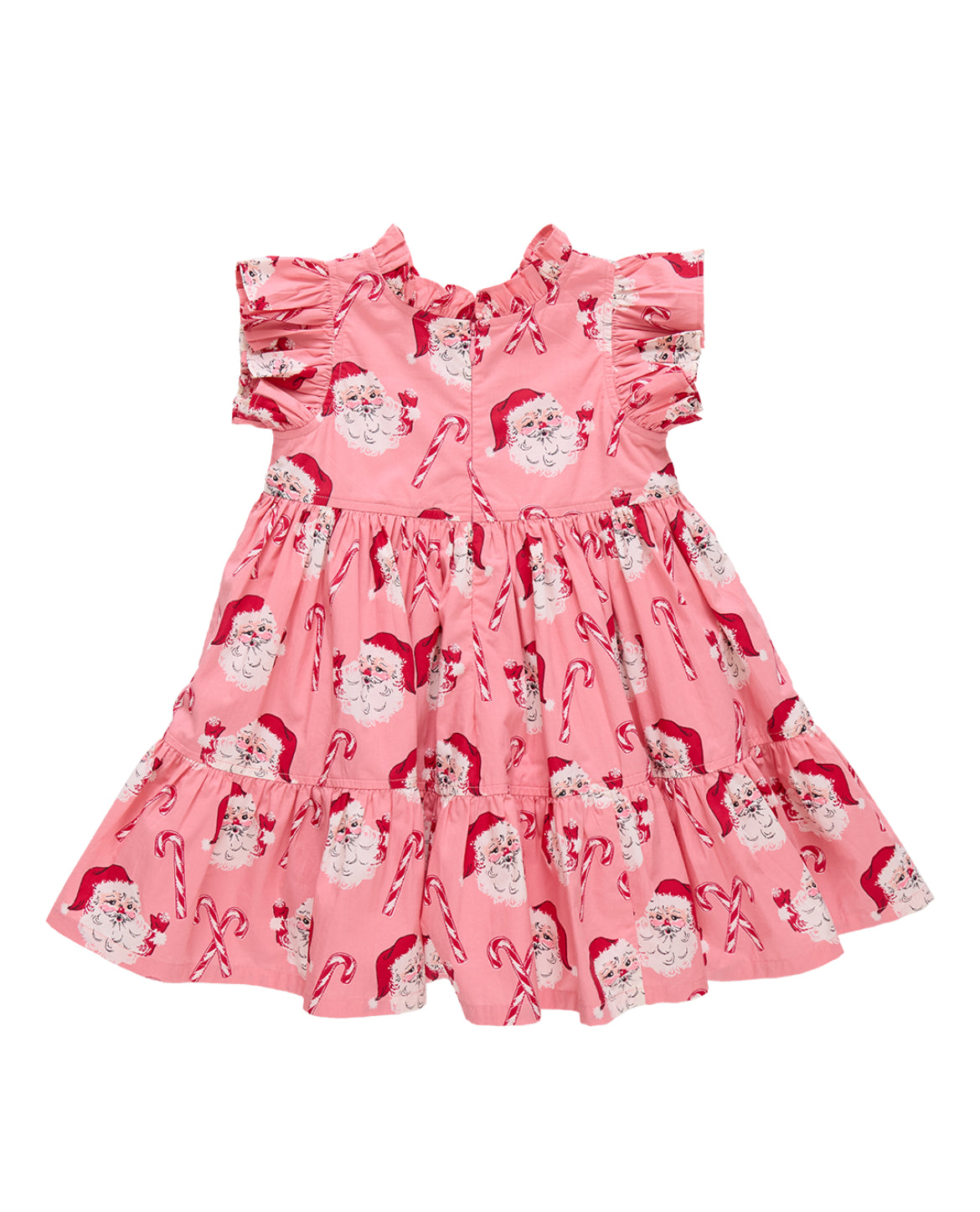 Girls Jennifer Dress - Pink Candy Cane Santa
