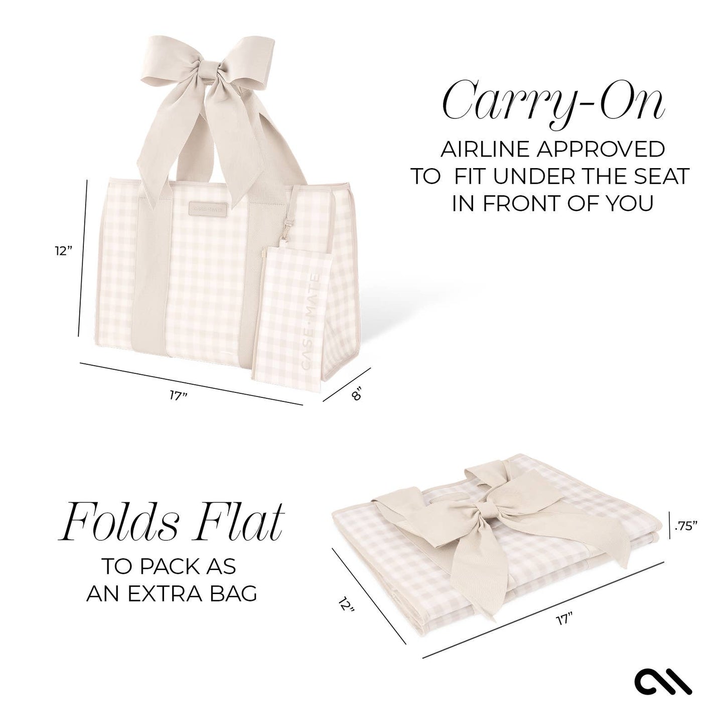 Latte Gingham Bow Jelly/Diaper Tote Bag