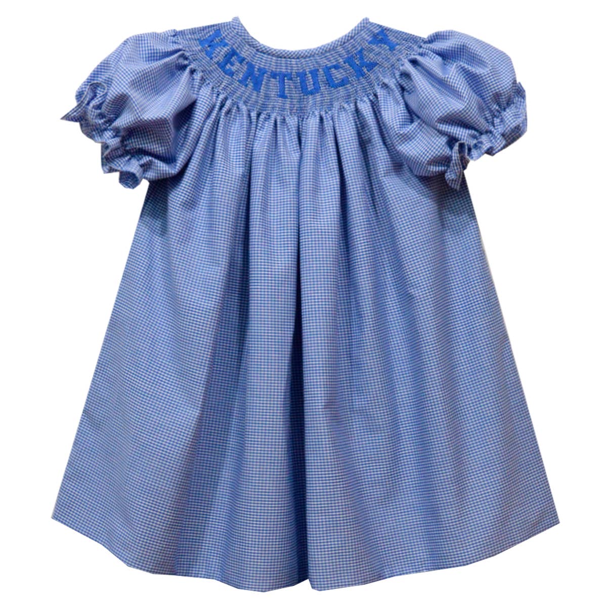 Kentucky Smocked Royal Gingham Short Sleeve Bishop