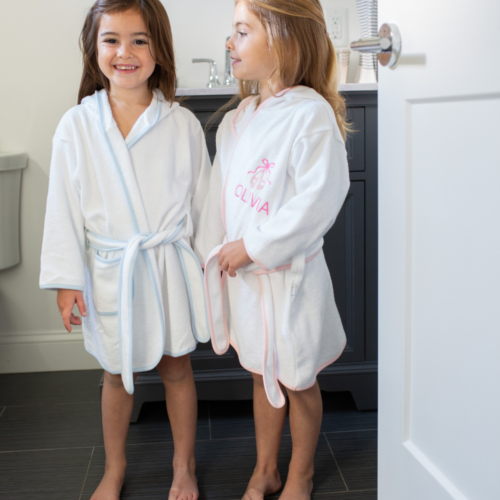 Kids Terry Cotton Bathrobe in Light Blue