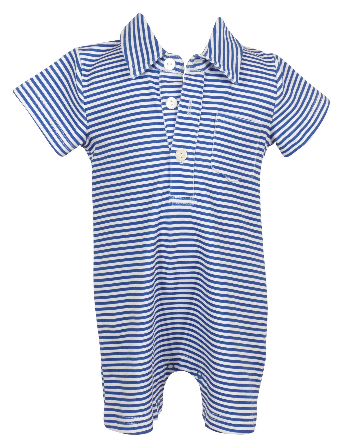 Game Day Romper: Blue and White Stripe