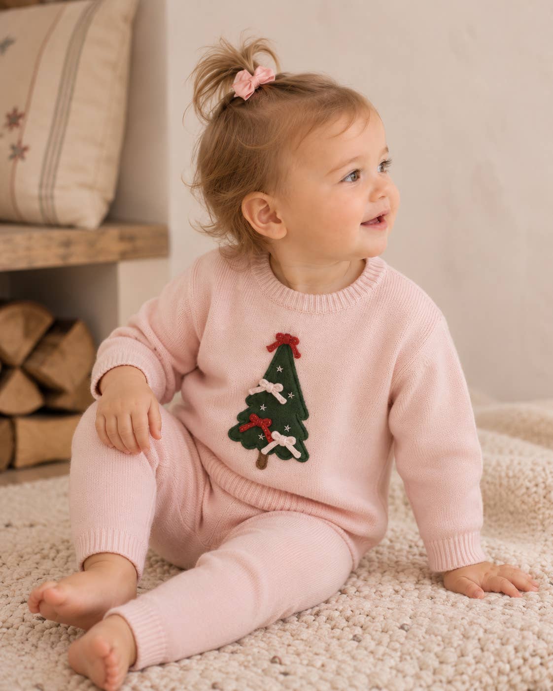 Christmas Cheer 3D Baby Girl Pullover & Pant SET (Organic)