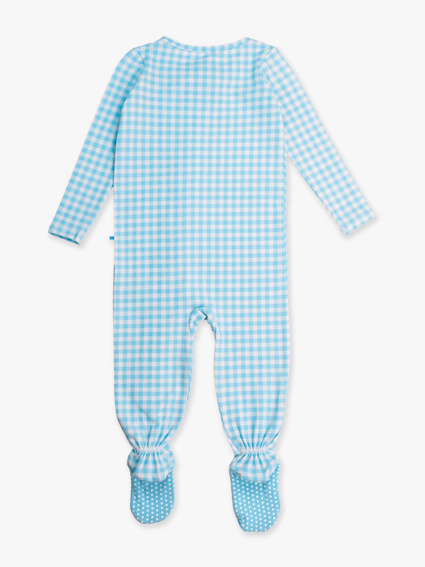 SoftSnooze™ Baby Cotton Modal Blue Breeze Gingham Footed One Piece Pajama
