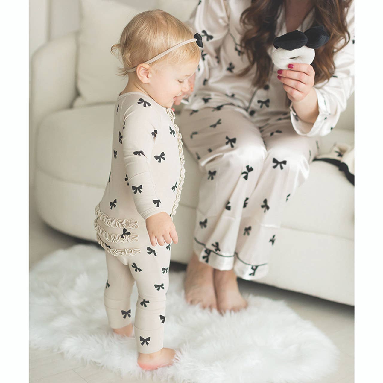 Cozy Romper with Ruffles - Bow