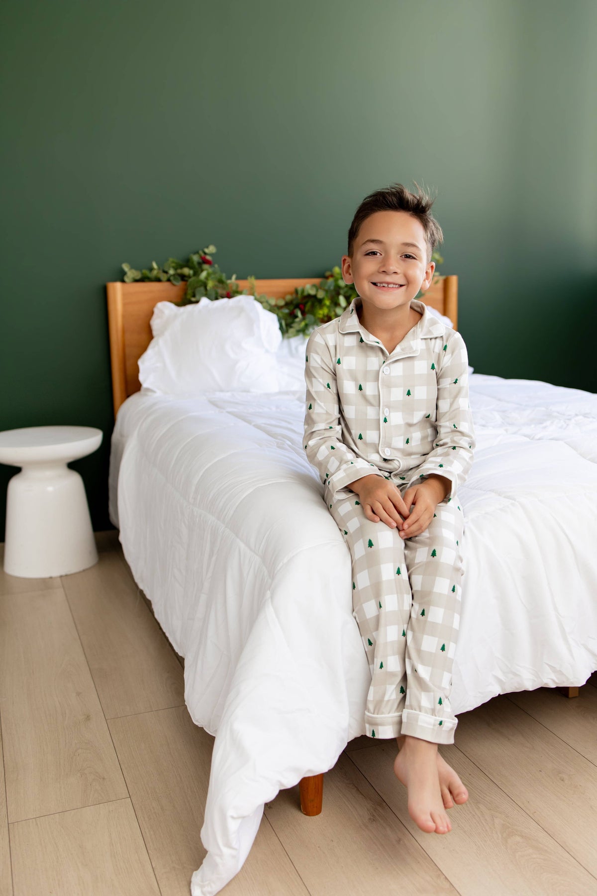Kids Button Down Pajamas - Holiday Gingham