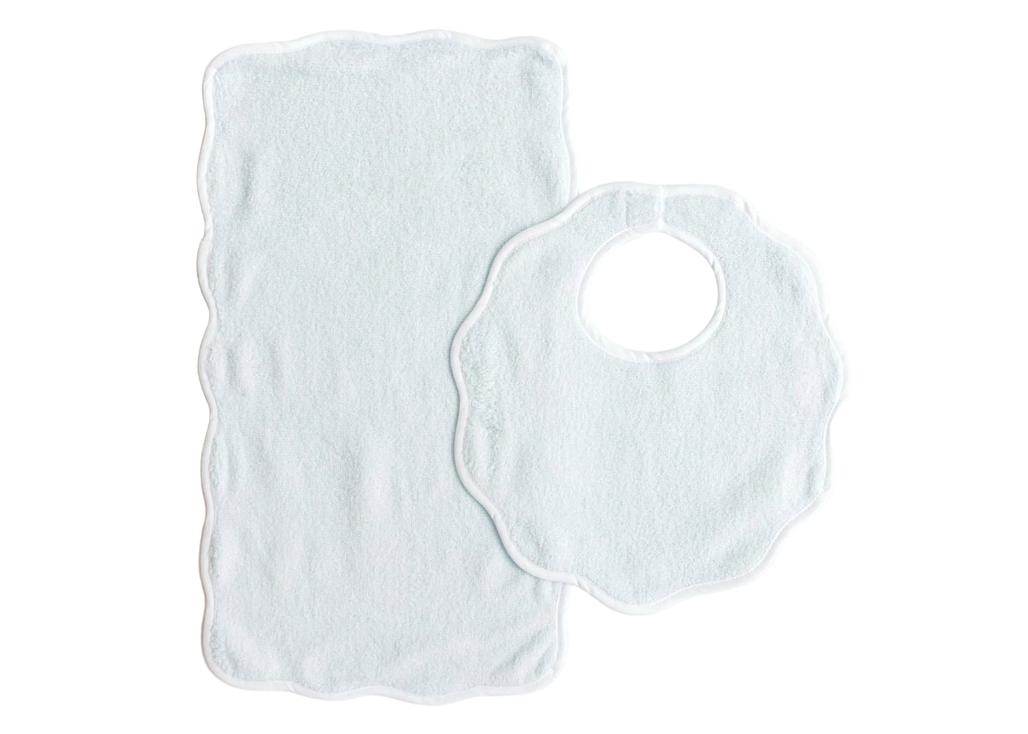 Terry Tots Bib & Burp Set - Blue Terry