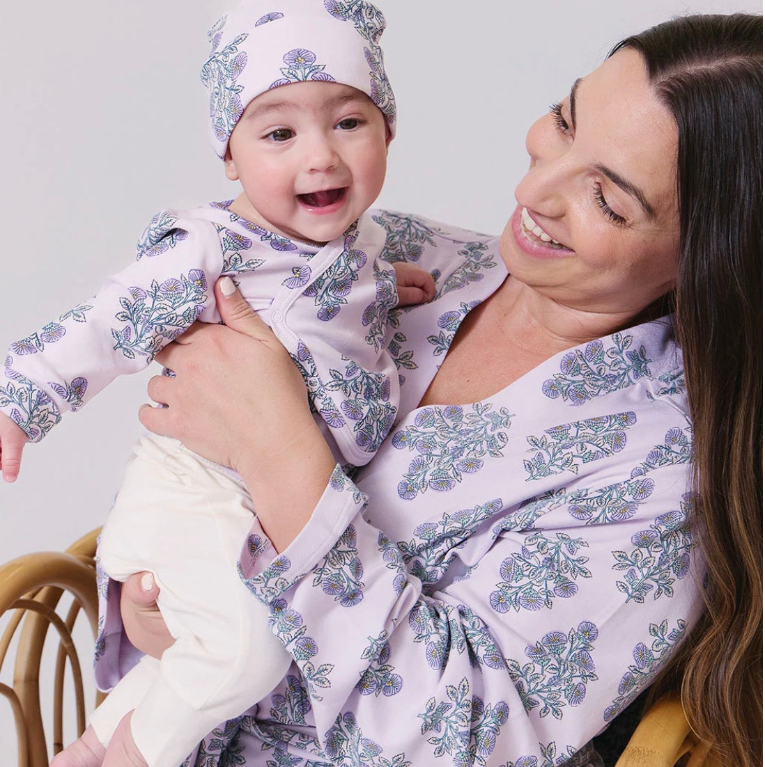 Women's Organic Robe - Lavender Bouquet Floral