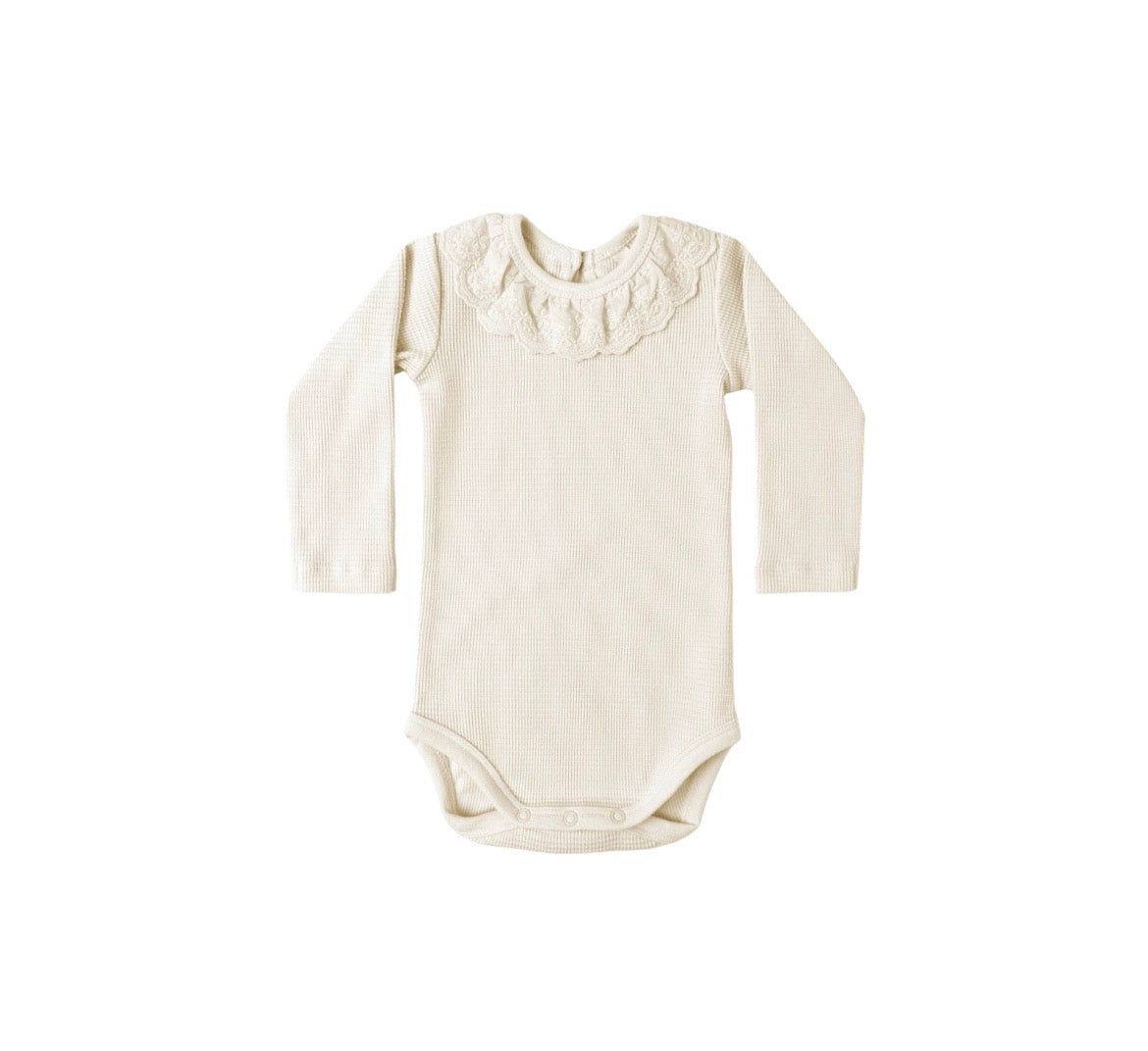 Ruffle Collar Bodysuit || Natural