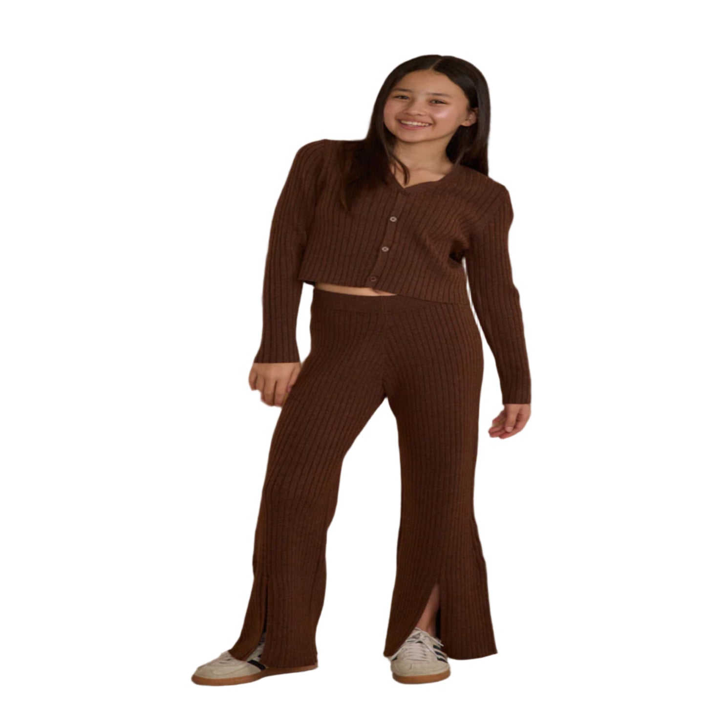 Ribbed Knit Pant Brown - Teen