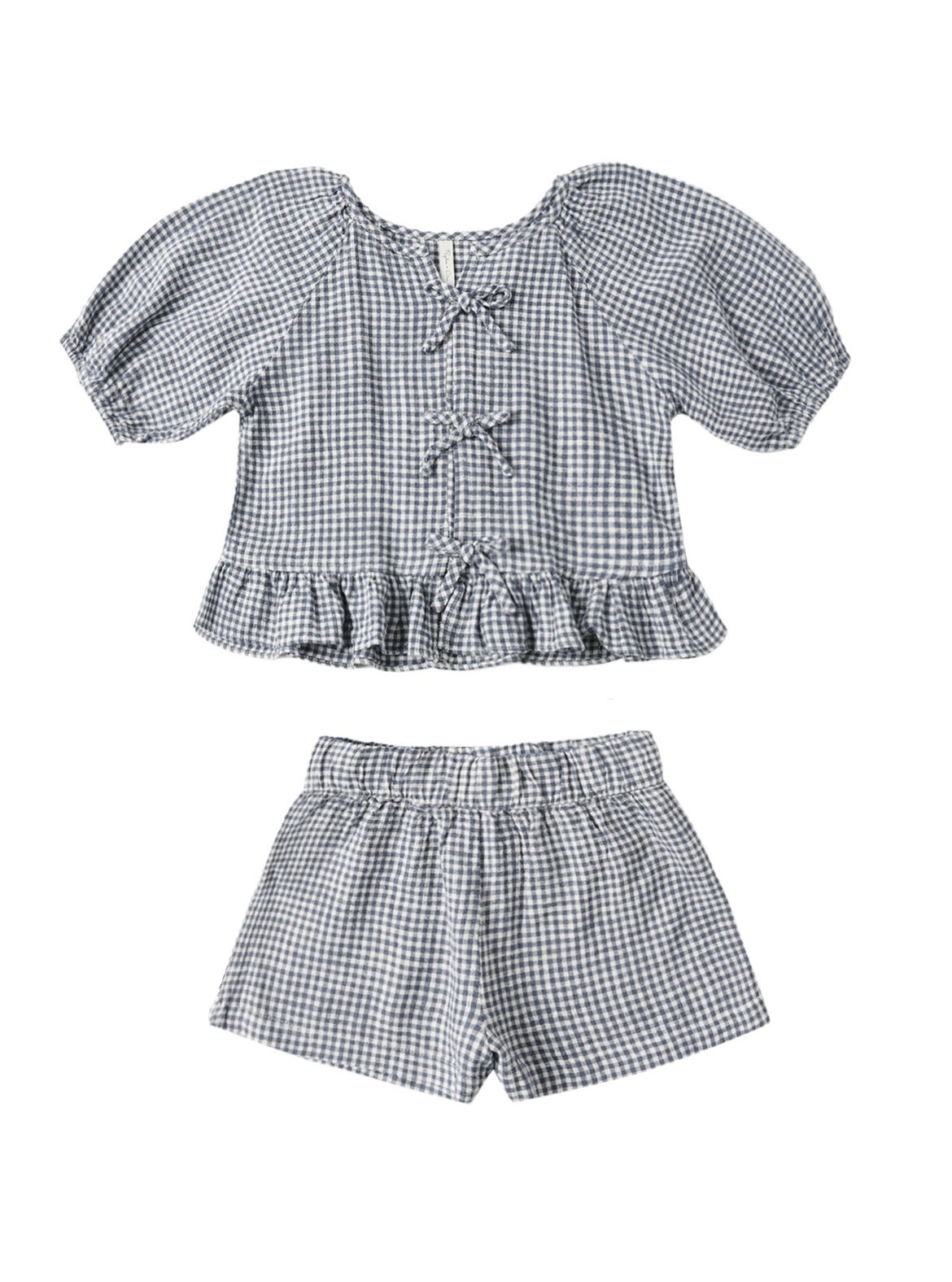 Rylee + Cru Juniper Set for Girls in Marine Gingham
