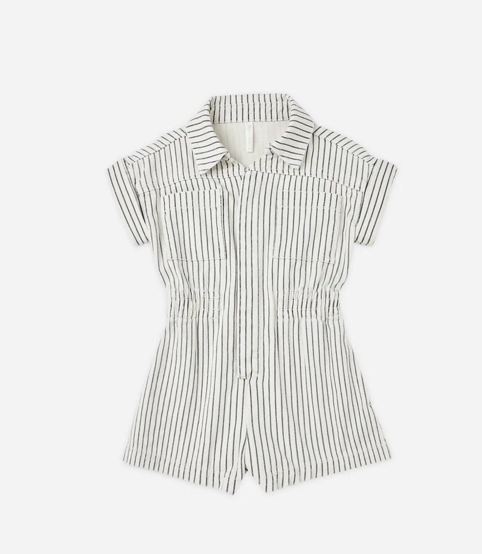 UTILITY ROMPER || NAVY PINSTRIPE