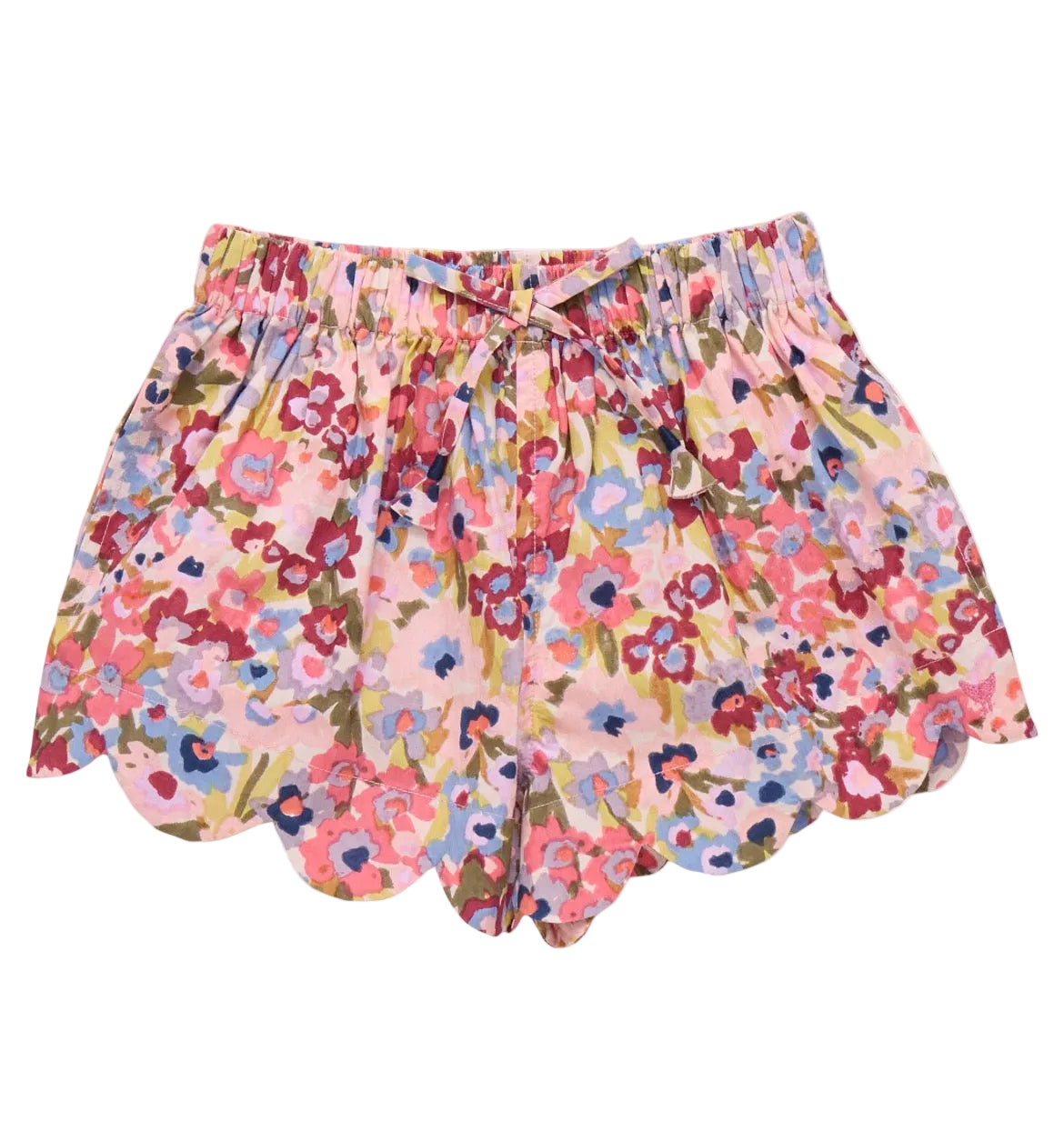 Pink Chicken Girls Scallop Short - Burgundy Sketched Floral