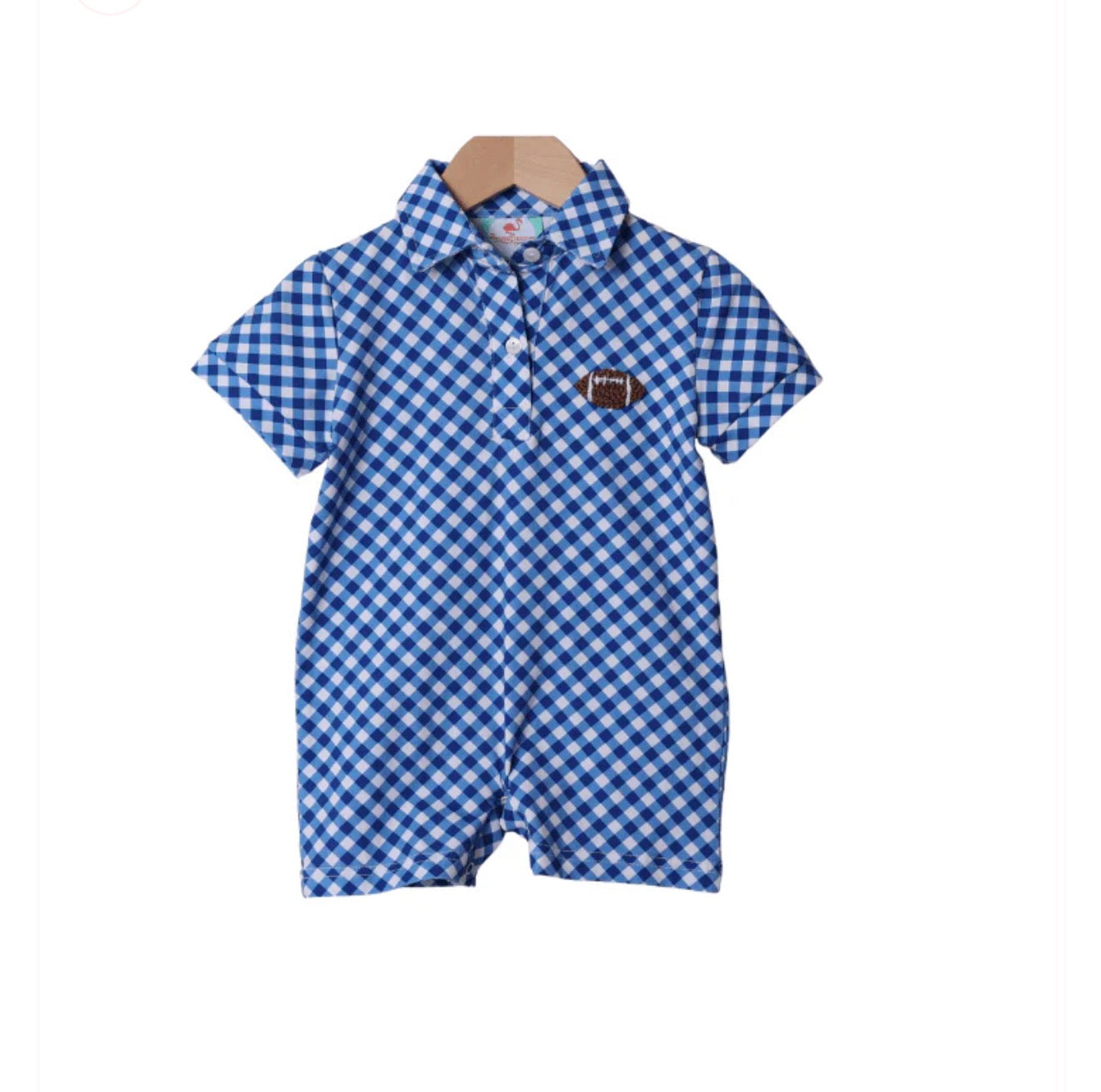 Blue Checkered French Knot Football Jon Jon