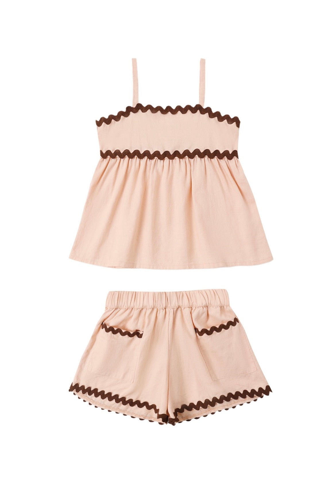 Rylee + Cru Ric Rac Set for Girls in Blush