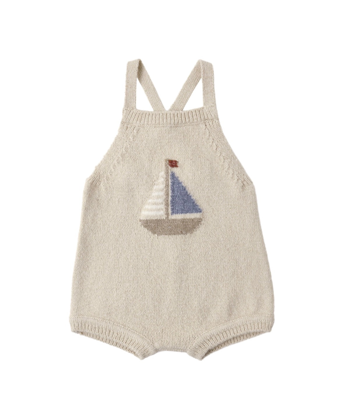 Rylee + Cru Fisher Romper with Sailboat for Baby Boy