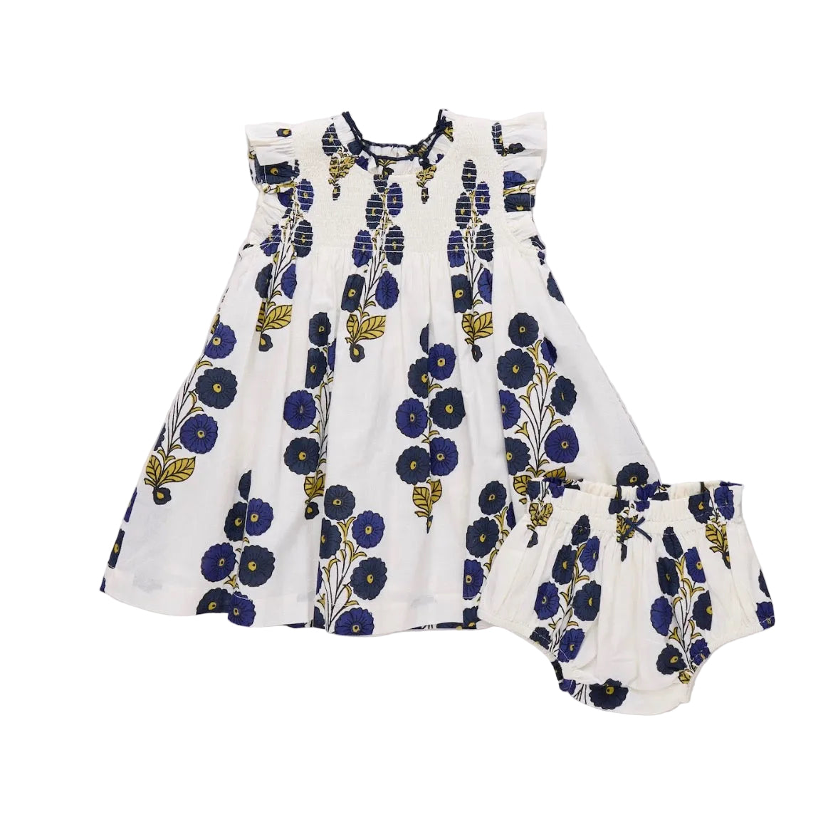 Pink Chicken Baby Girls Stevie Dress-Navy Buttercup Floral