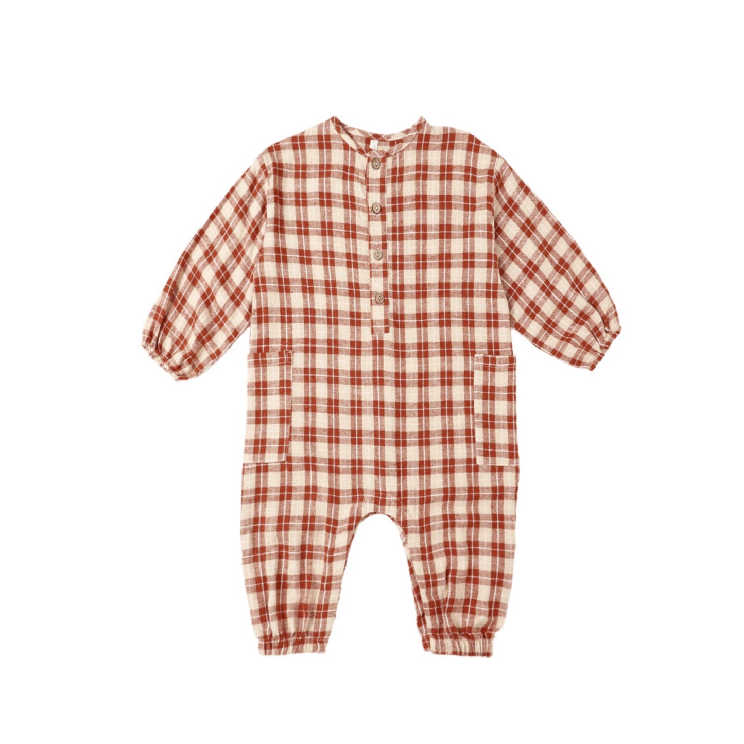 RELAXED WOVEN JUMPSUIT || RED PLAID