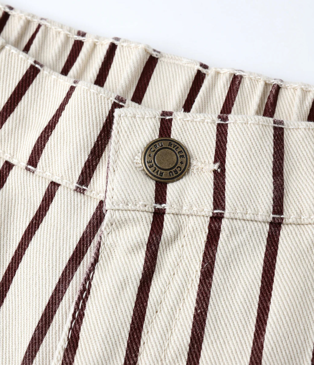BARREL PANT || BURGUNDY PINSTRIPE