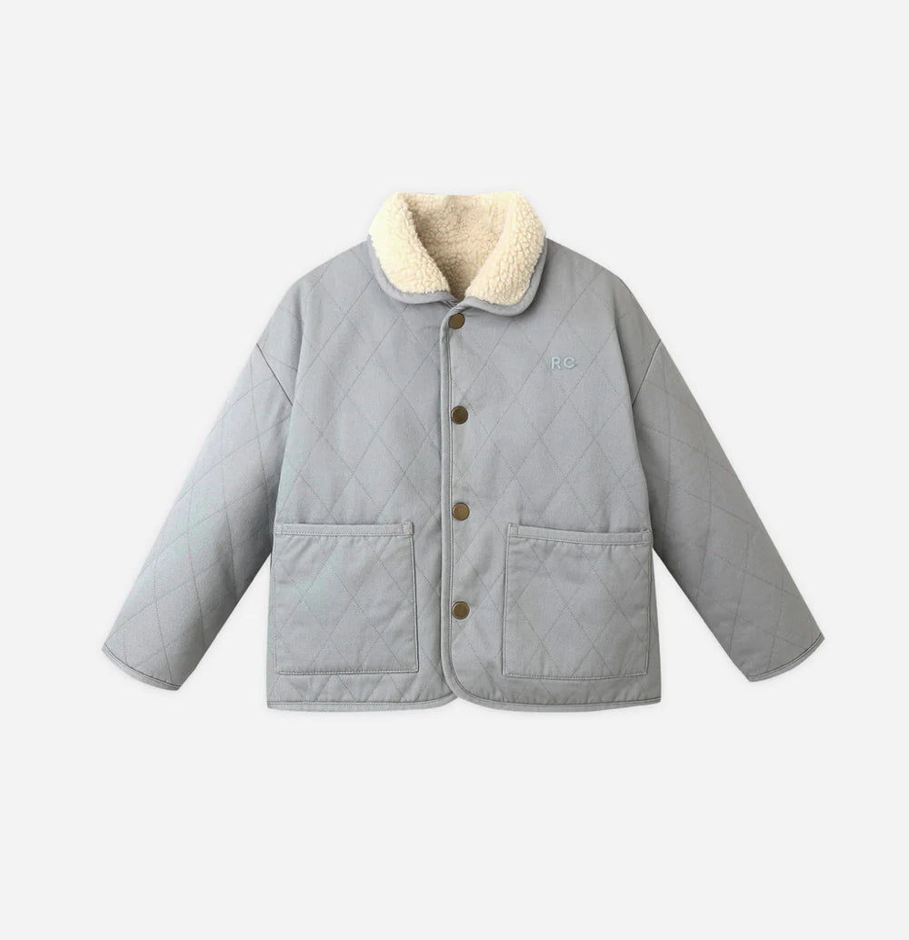 QUILTED WINTER COAT || DUSTY BLUE
