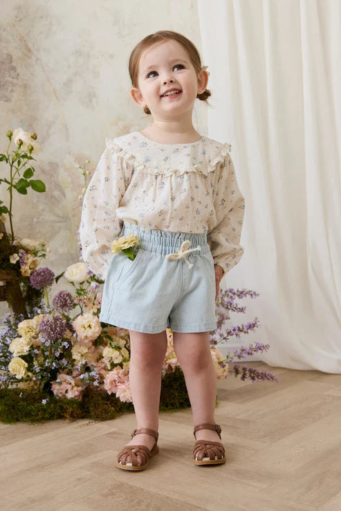 Jamie Kay Organic Cotton Nathalie Blouse for Girls -Juniper Fields Blue
