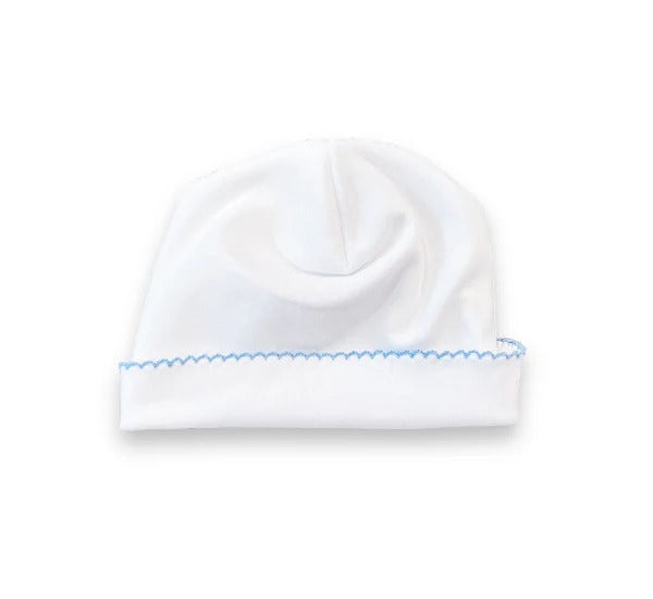 White w/Blue Picot Trim Hat