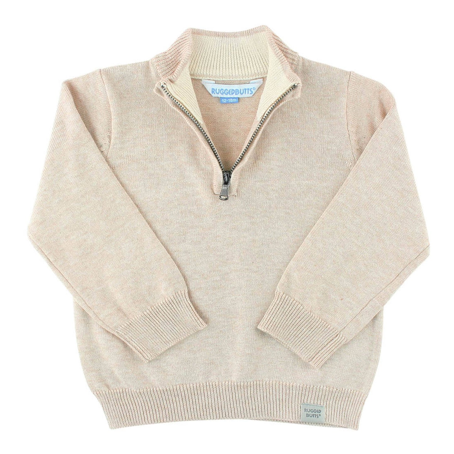 Boys Heather Oatmeal Quarter-Zip Sweater