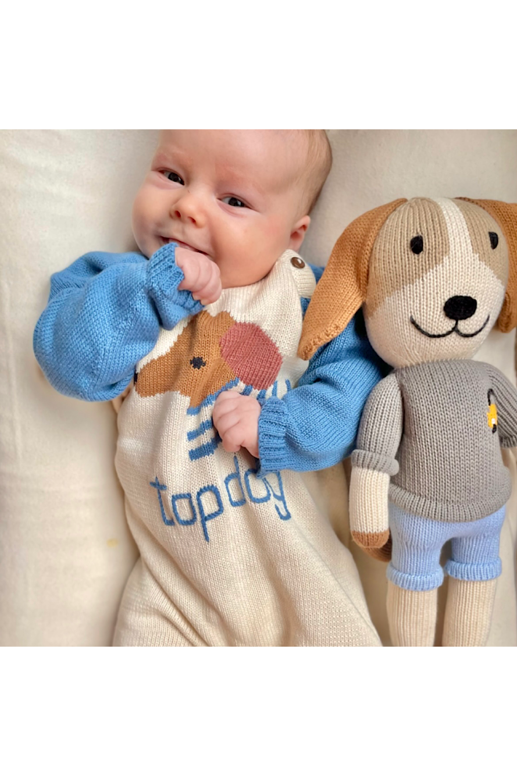 Knit Baby Romper, Fall Organic Newborn Clothing - Top Dog