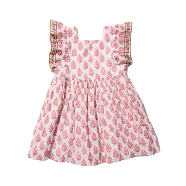 Girls Elsie Dress - Pink Dahlia Floral