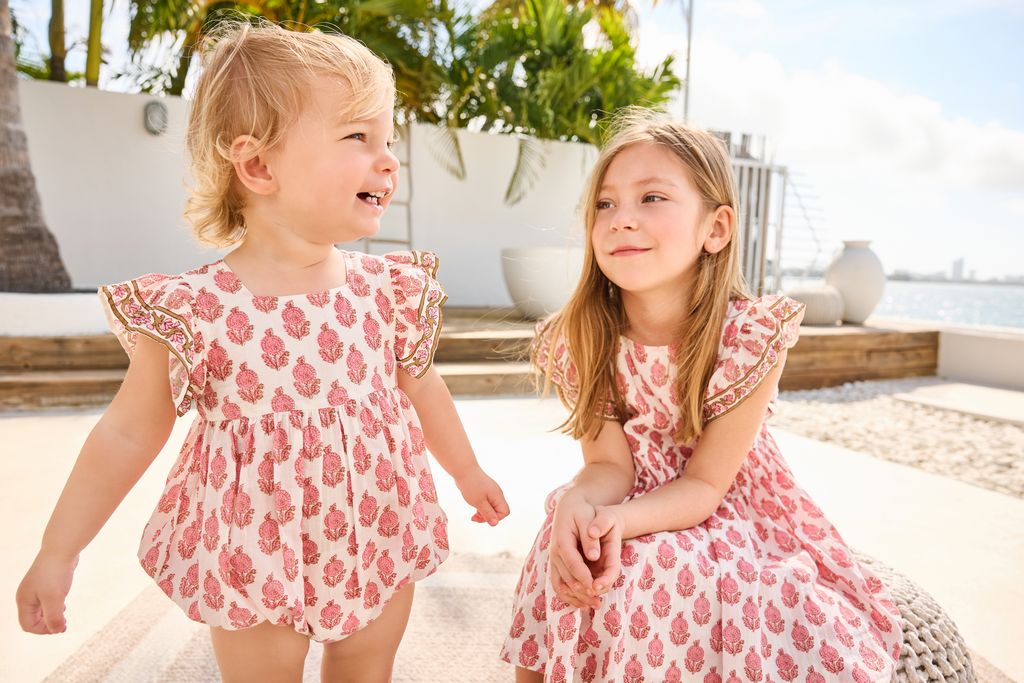 Baby Girls Elsie Bubble - Pink Dahlia Floral