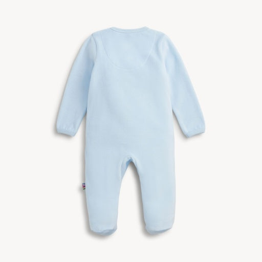 EMBROIDERY DOGS BLUE VELOUR FOOTIE