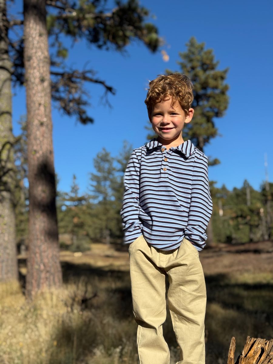 BUGGLE cosy fabric polo - Blue/Navy Stripe