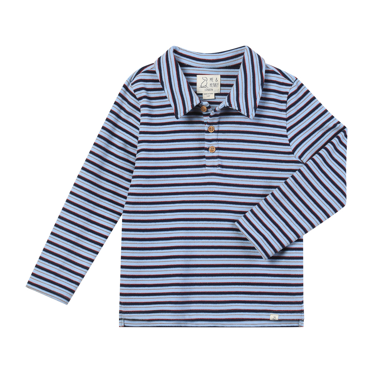 BUGGLE cosy fabric polo - Blue/Navy Stripe