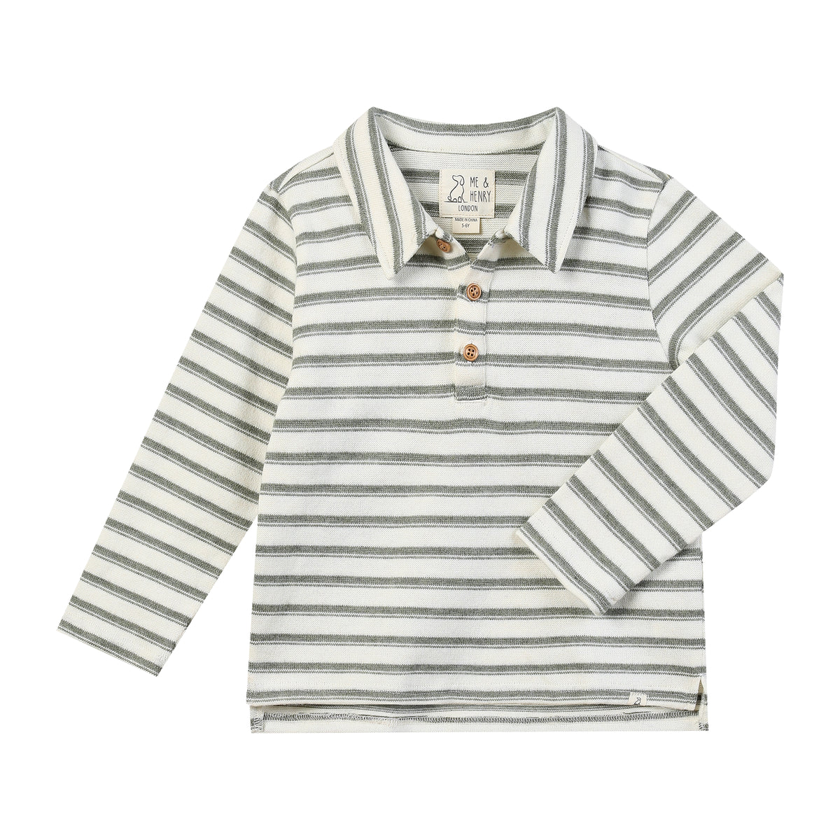 SPENCER knitted polo - Sage/Cream Stripe