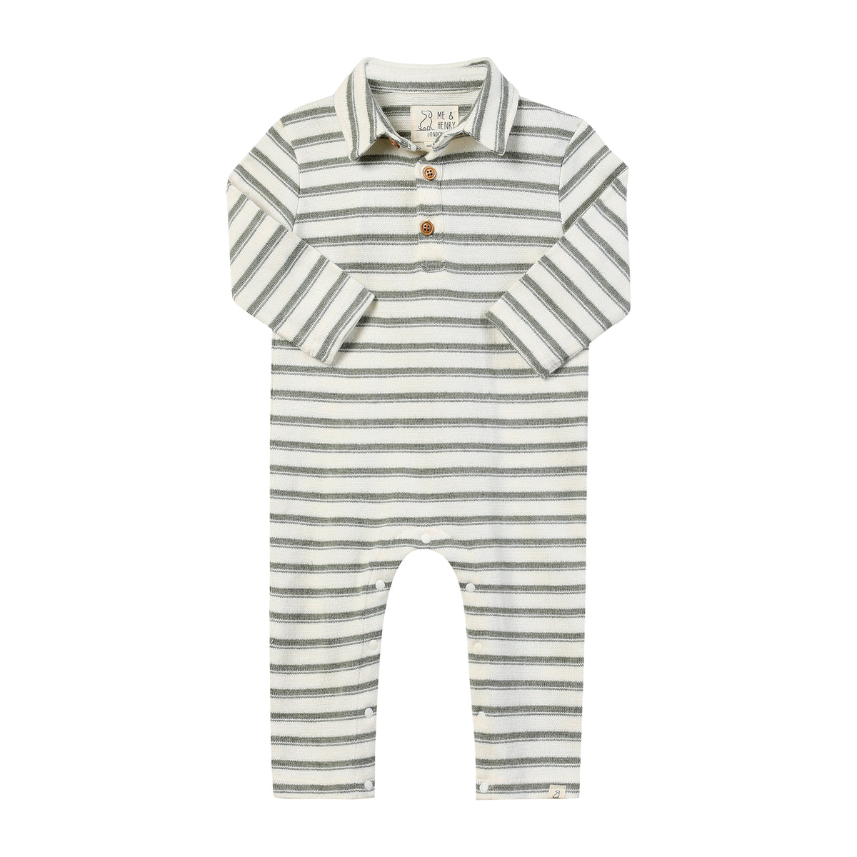 KINGSTON polo romper - Sage/Cream
