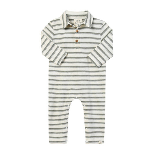 KINGSTON polo romper - Sage/Cream