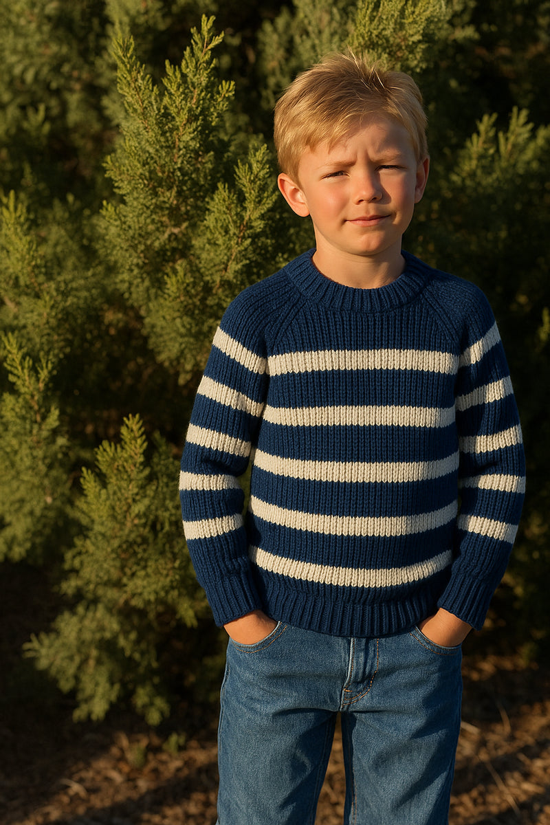 ZIPPY sweater - Royal/Cream Stripe