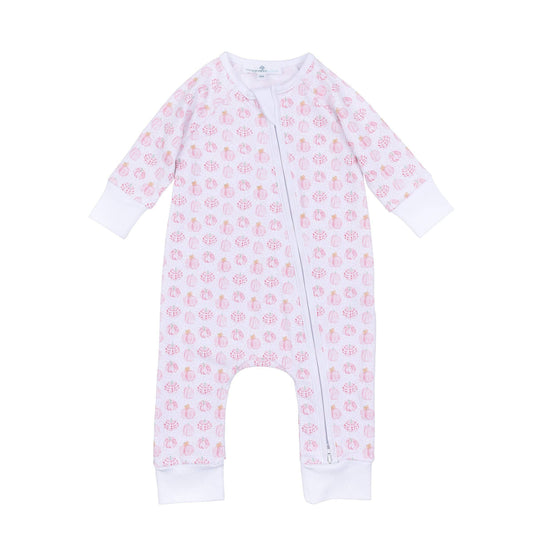 Precious Pumpkins Print Zip Playsuit - Pink