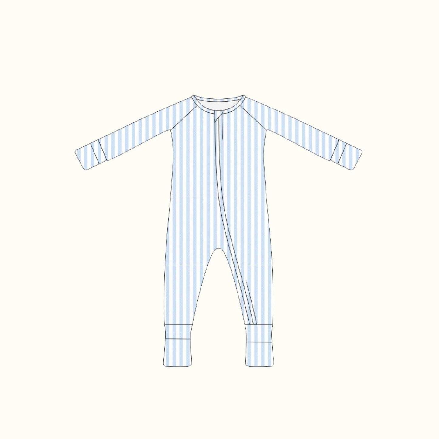 2-way zip baby sleeper -Blue Stripe - bamboo baby romper