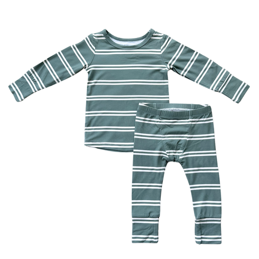 Lounge Set Bamboo Two Piece Set Christmas Collection 2025  - Pine Stripe