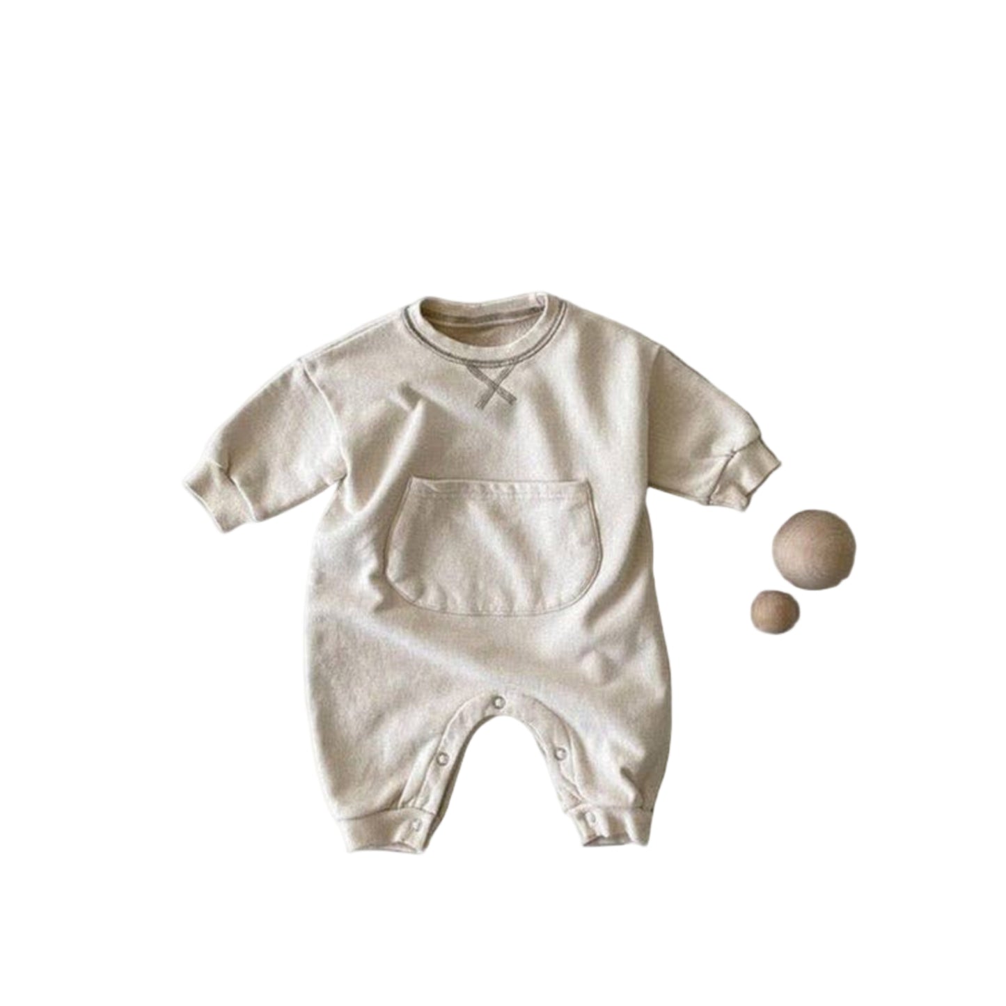 Baby Solid Color Big Pocket Thickened Winter Romper