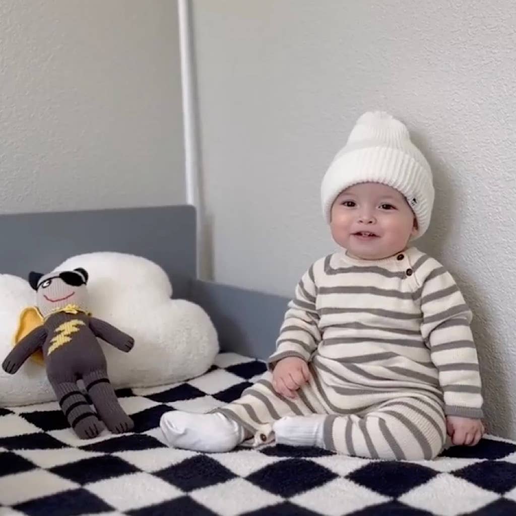 Organic Striped Romper (Grey)
