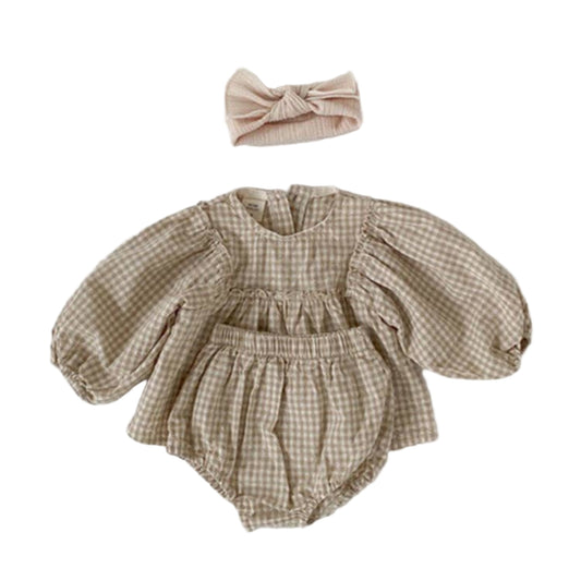 Baby Girl Checked Blouse and Bloomers