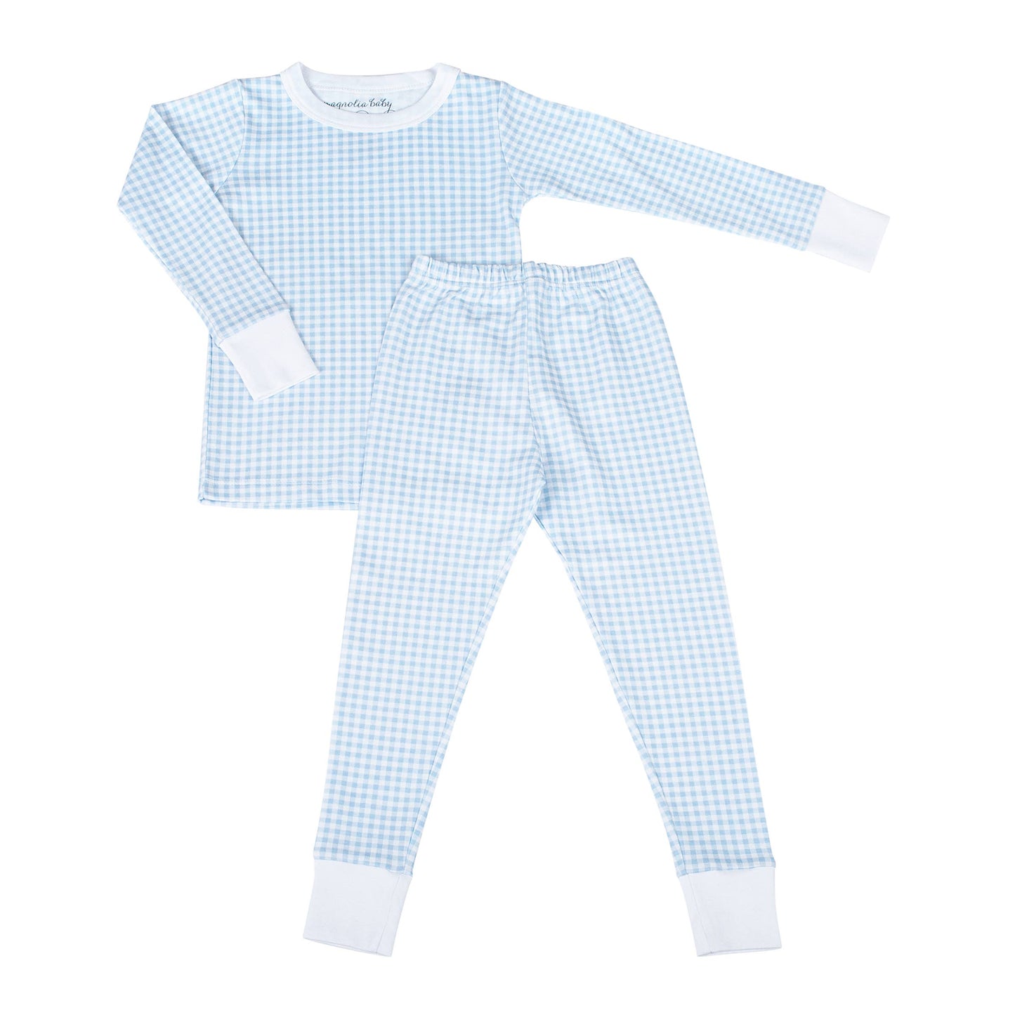 Mini Checks Long Pajamas - Blue