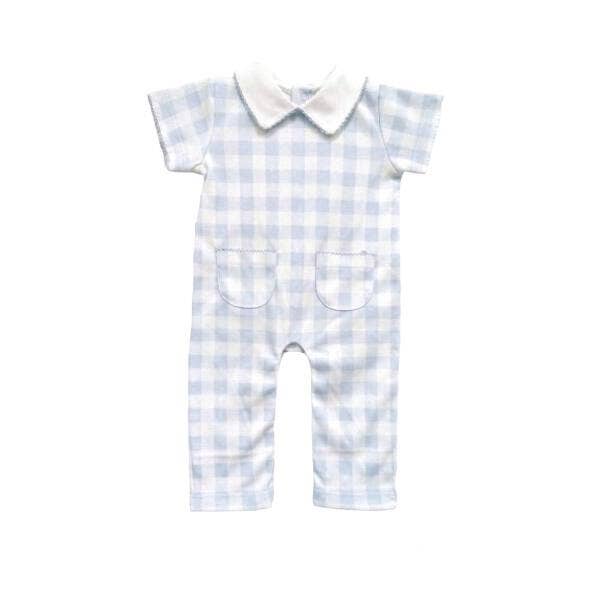 Vichy Pima Playsuit Short Sleeve, Blue
