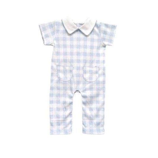 Vichy Pima Playsuit Short Sleeve, Blue