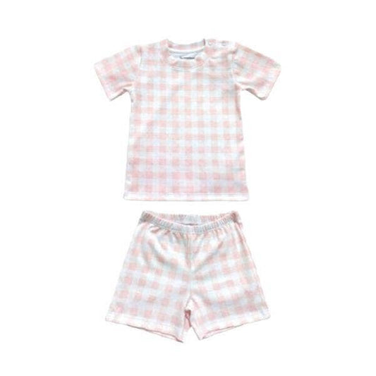 Vichy Pima Short Pajama Set, Pink.