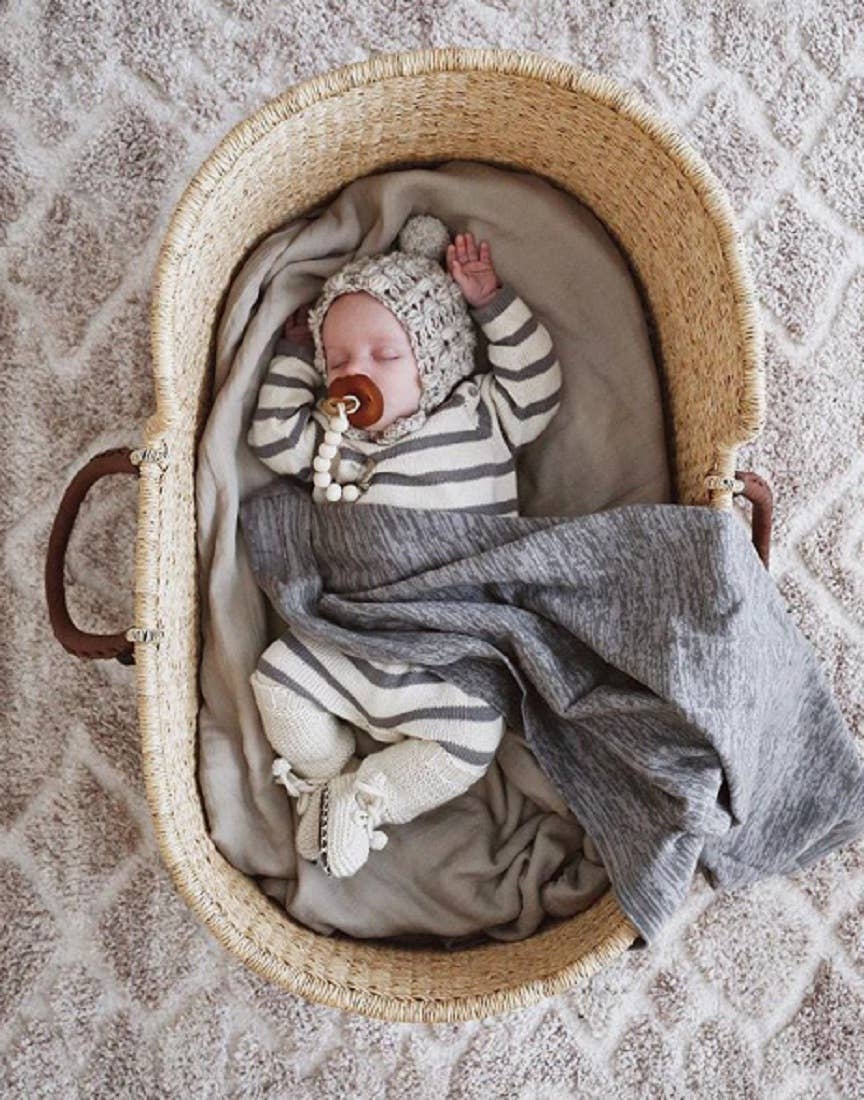 Organic Striped Romper (Grey)