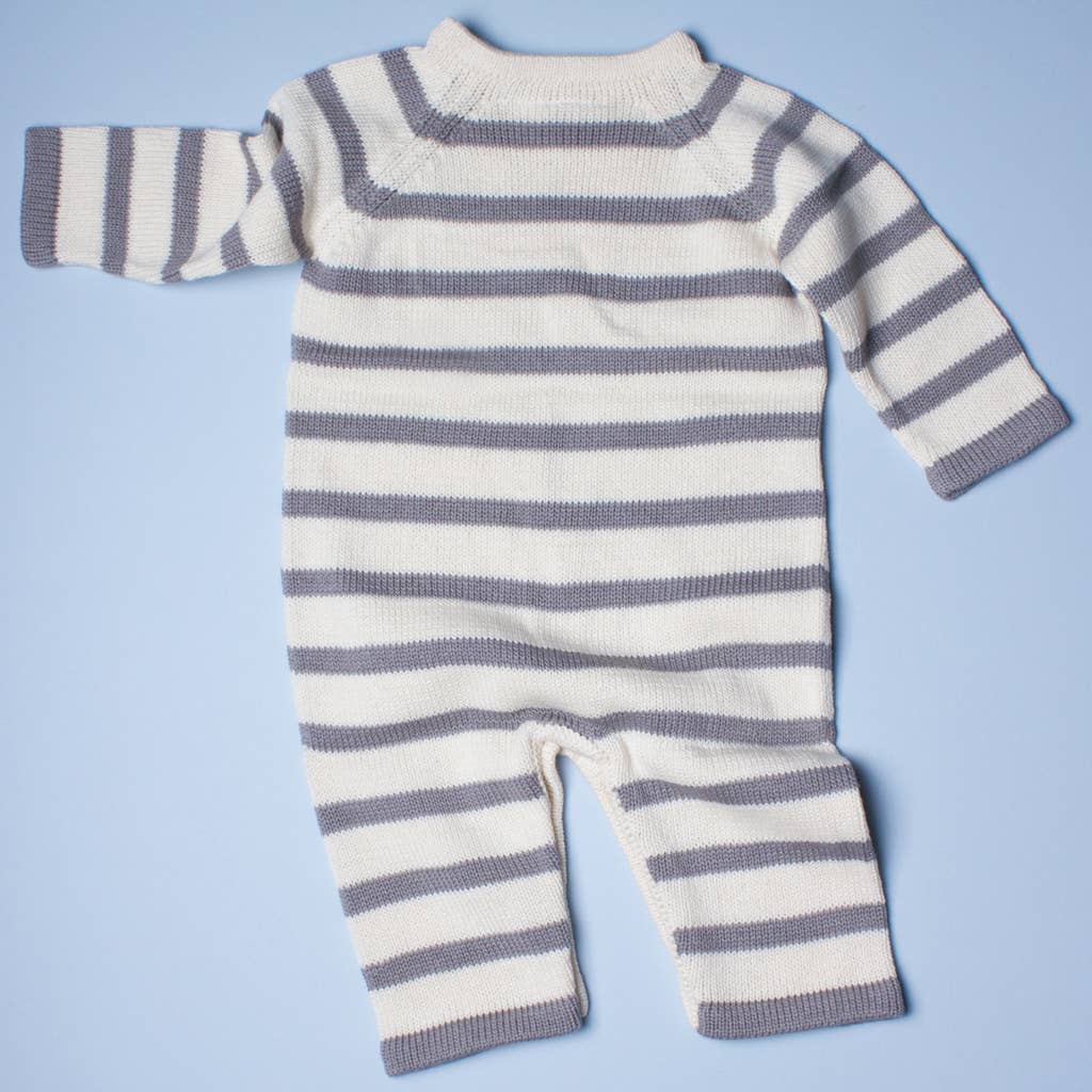 Organic Striped Romper (Grey)